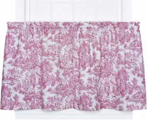 Victoria Park Toile 68-Inch-by-24 Inch Tailored Tier Curtains, Red