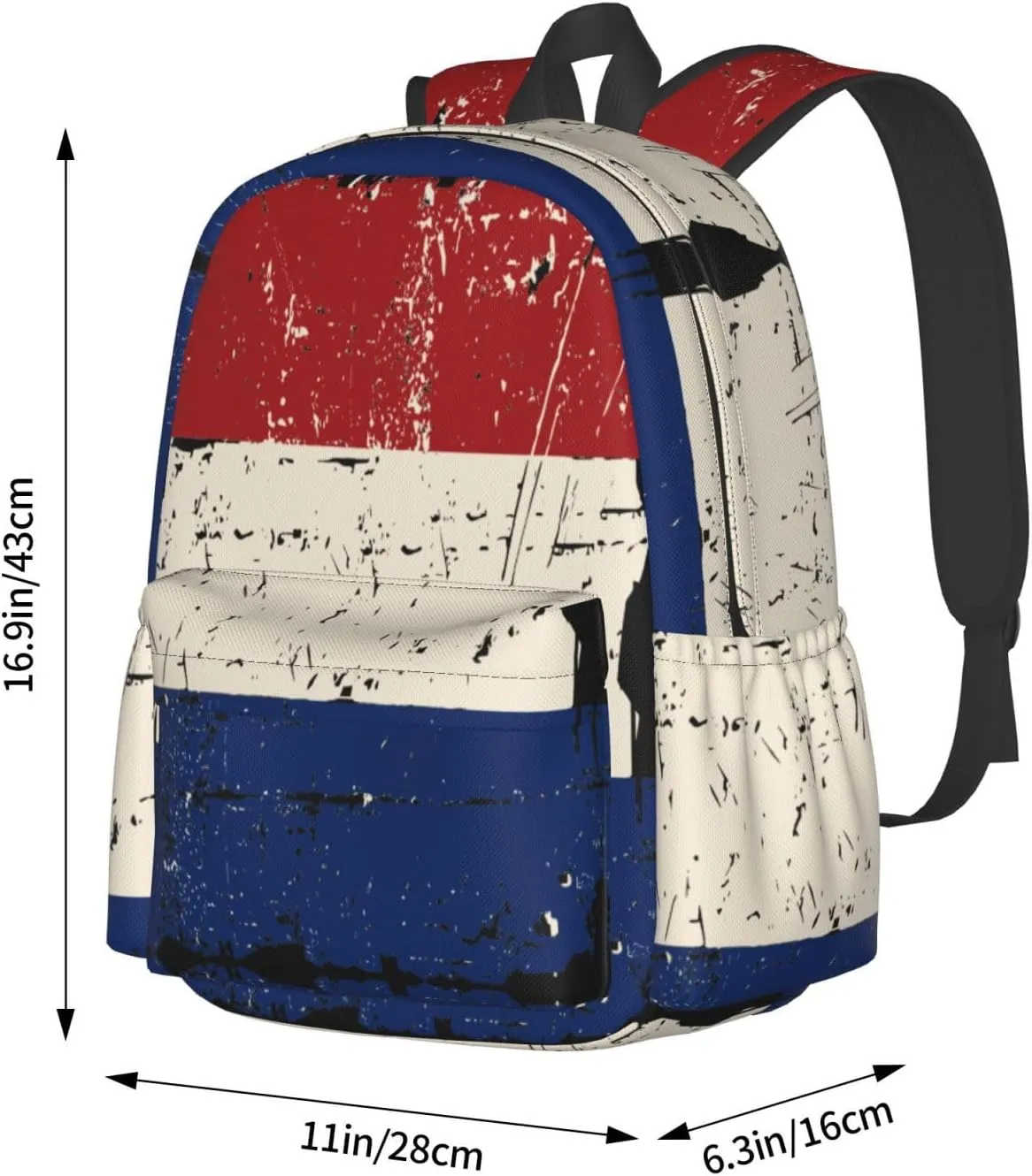 Vintage Netherlands Holland Flag Large Travel Backpack Casual Backpacks Laptop Daypack Working Rucksack Lightweight Back Pack Sports Bag with Adjustable Shoulder Strap