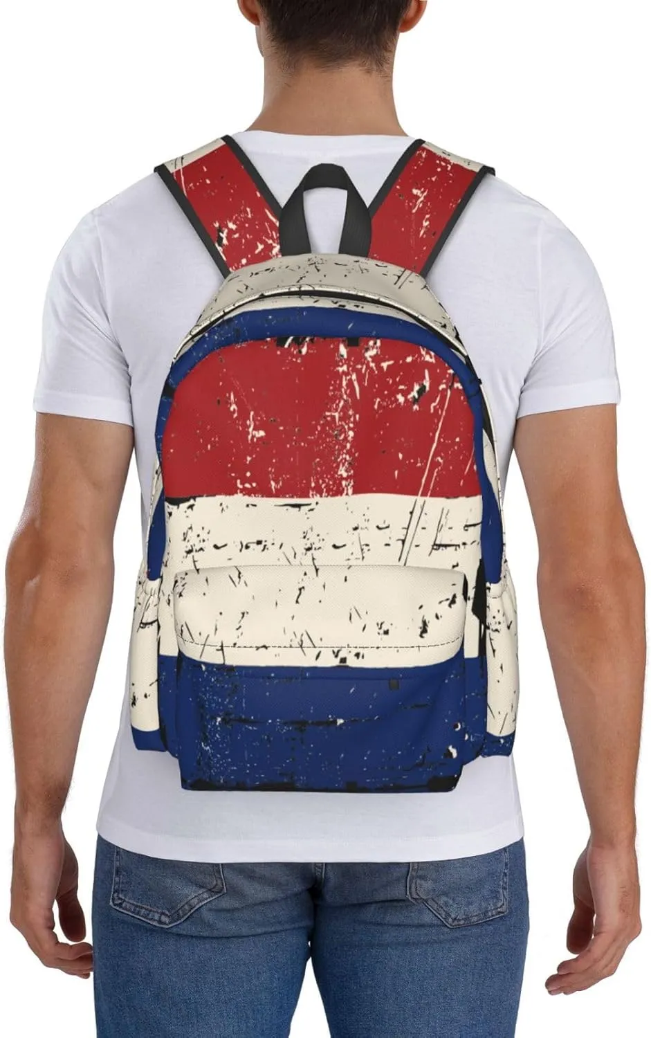 Vintage Netherlands Holland Flag Large Travel Backpack Casual Backpacks Laptop Daypack Working Rucksack Lightweight Back Pack Sports Bag with Adjustable Shoulder Strap