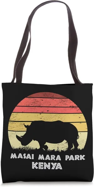 Vintage Retro Masai Mara Park, Kenya Africa Safari Rhino Tote Bag