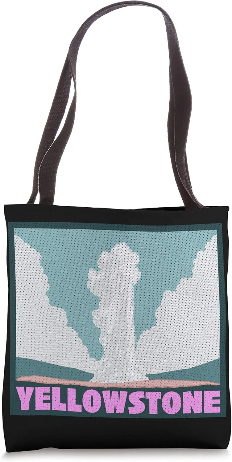 Vintage Retro Yellowstone National Park Geyser Tote Bag