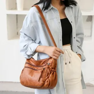 Vintage Women Shoulder Bag, Pu Leather Crossbody Bag Soft Women Gift Purse, Multi-Pockets Messenger Bag, Ladies Handbag