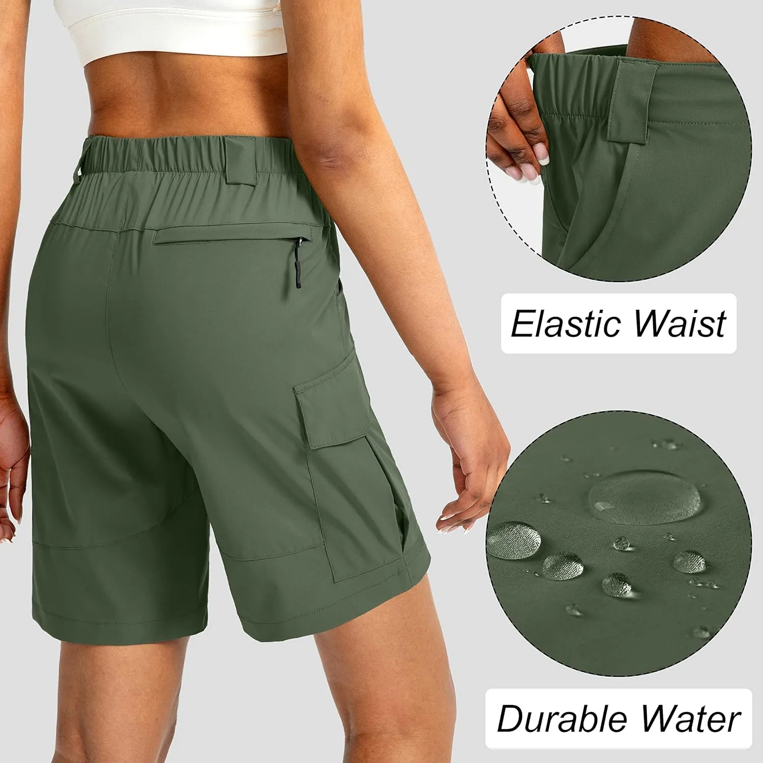 Viodia Women's 7" Hiking Cargo Shorts with Pockets Quick Dry Lightweight Shorts for Women Golf Casual Summer Shorts