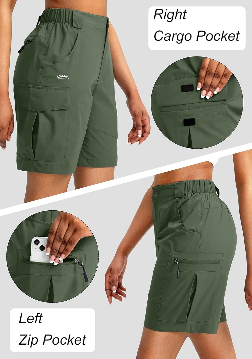 Viodia Women's 7" Hiking Cargo Shorts with Pockets Quick Dry Lightweight Shorts for Women Golf Casual Summer Shorts