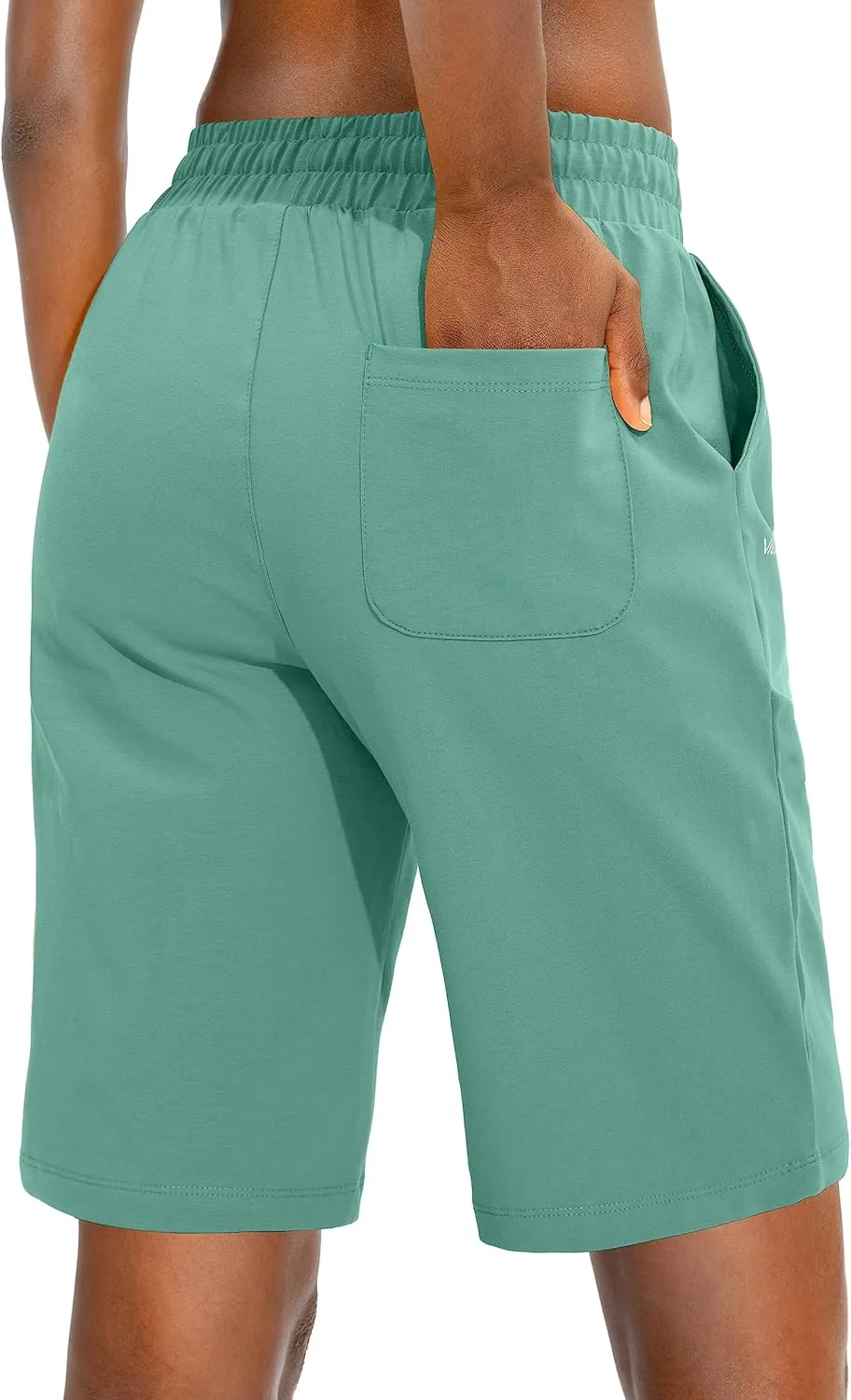 Viodia Women's Bermuda 10" Long Shorts with Pockets Cotton Sweat Shorts Jersey Knee Length Shorts for Summer