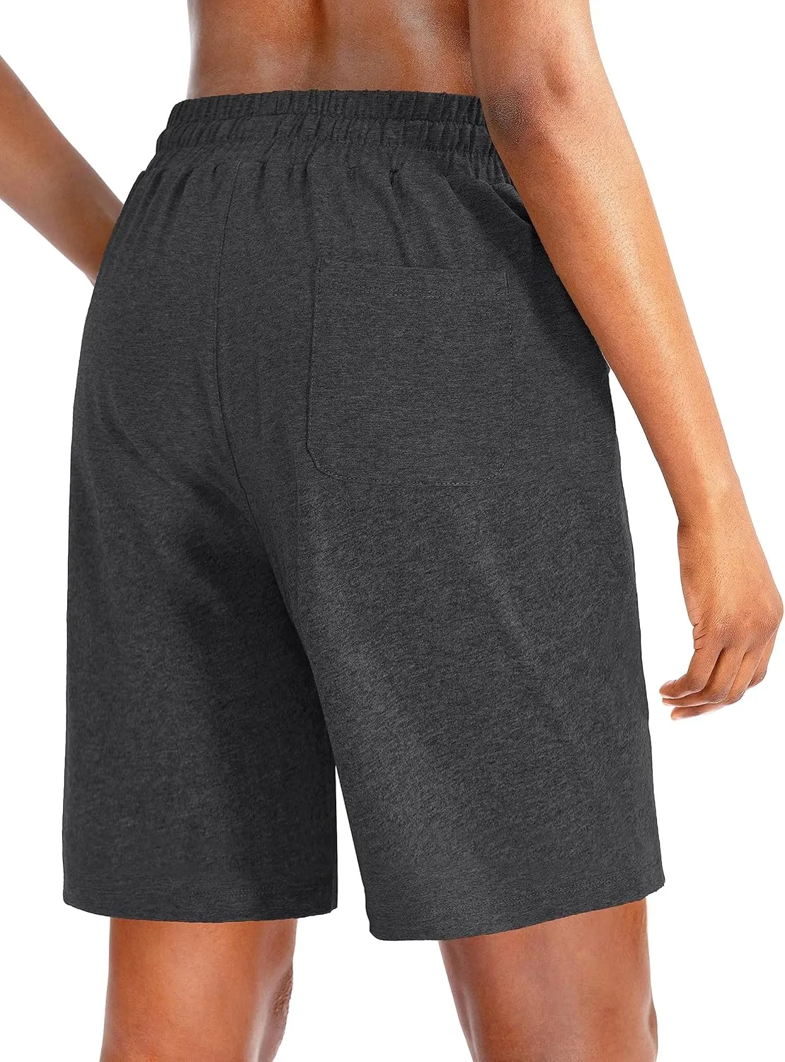 Viodia Women's Bermuda 10" Long Shorts with Pockets Cotton Sweat Shorts Jersey Knee Length Shorts for Summer