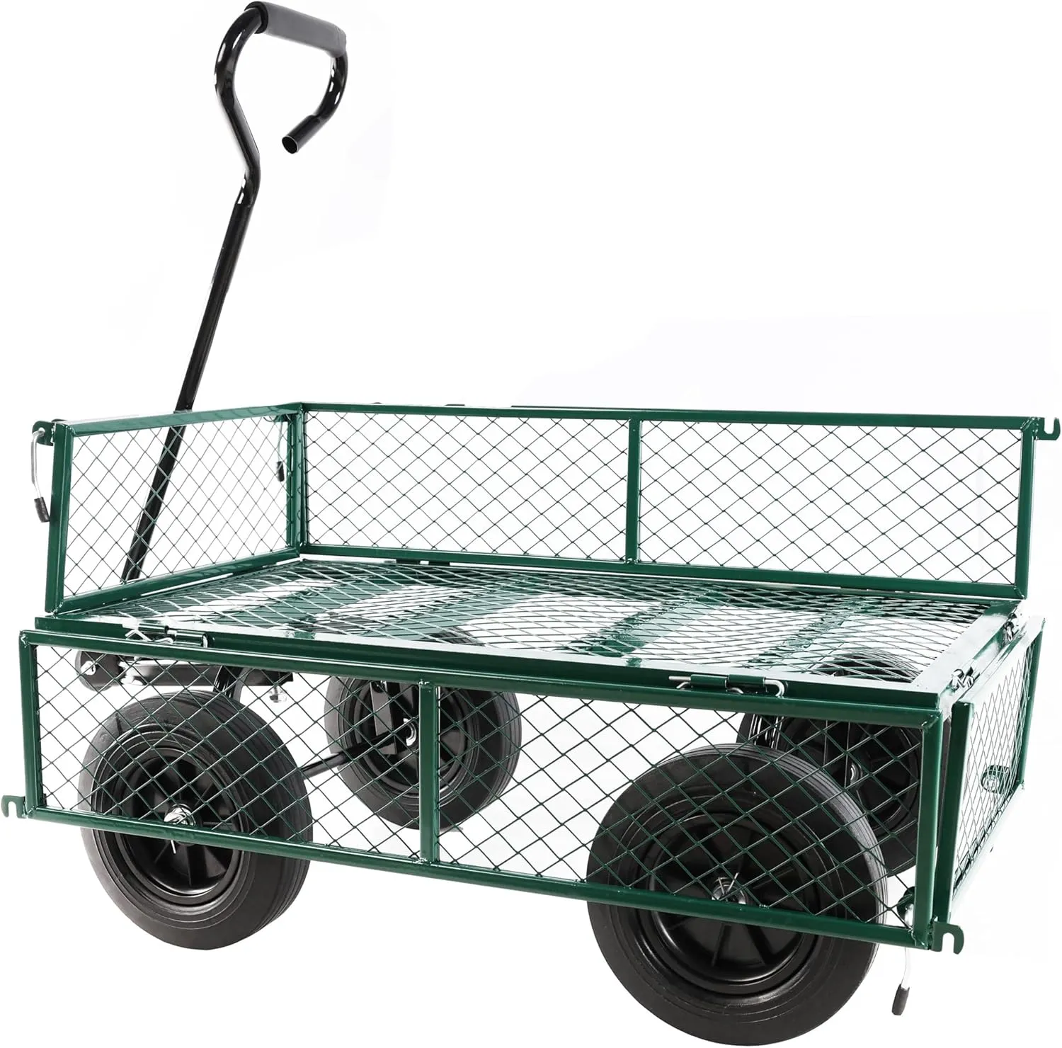 Wagon with Removable Sides Can be Used in Farms, Warehouses etc l Garden Dump cart- A Must-Have for Your Dream Garden Garden Essential- Dump cart Solid Wheels (Green Solid Wheels)