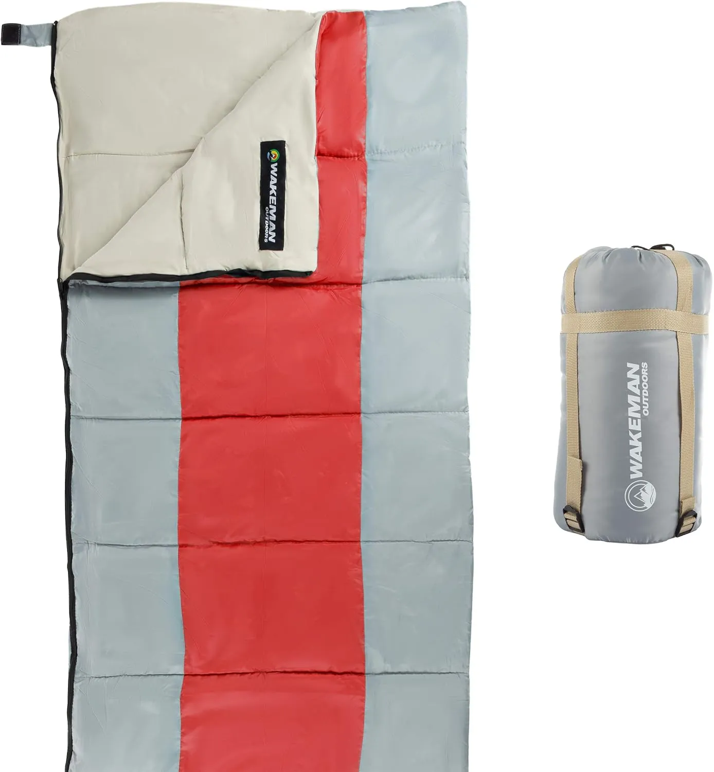 Wakeman Lightweight Sleeping Bag - Carrying Bag with Compression Straps Included