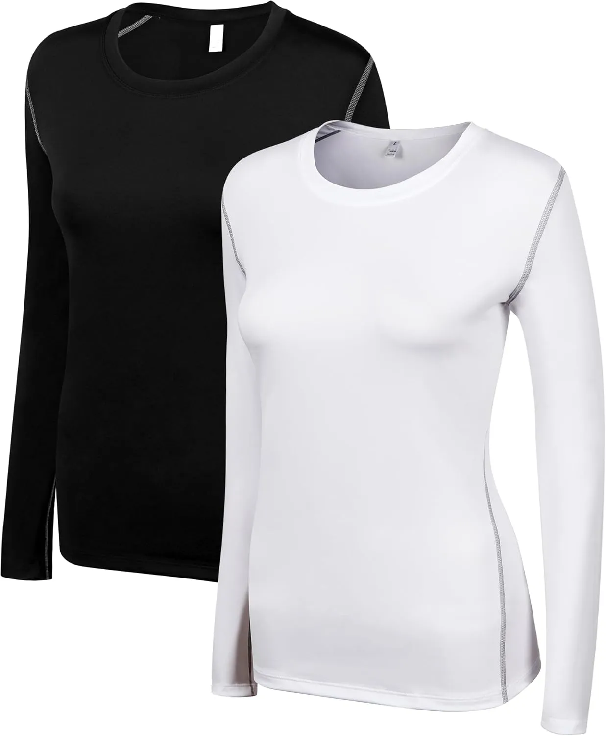 WANAYOU Women's 2-3 Pack Compression Shirt Long Sleeve Dry Fit Workout Tops Breathable Performance Running Athletic T-Shirt