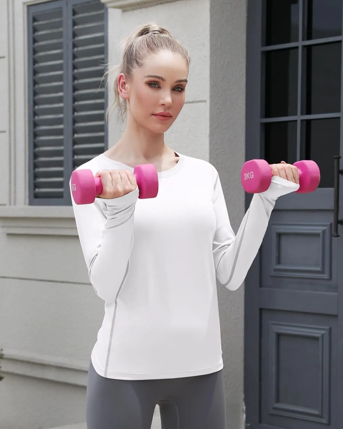 WANAYOU Women's 2-3 Pack Compression Shirt Long Sleeve Dry Fit Workout Tops Breathable Performance Running Athletic T-Shirt
