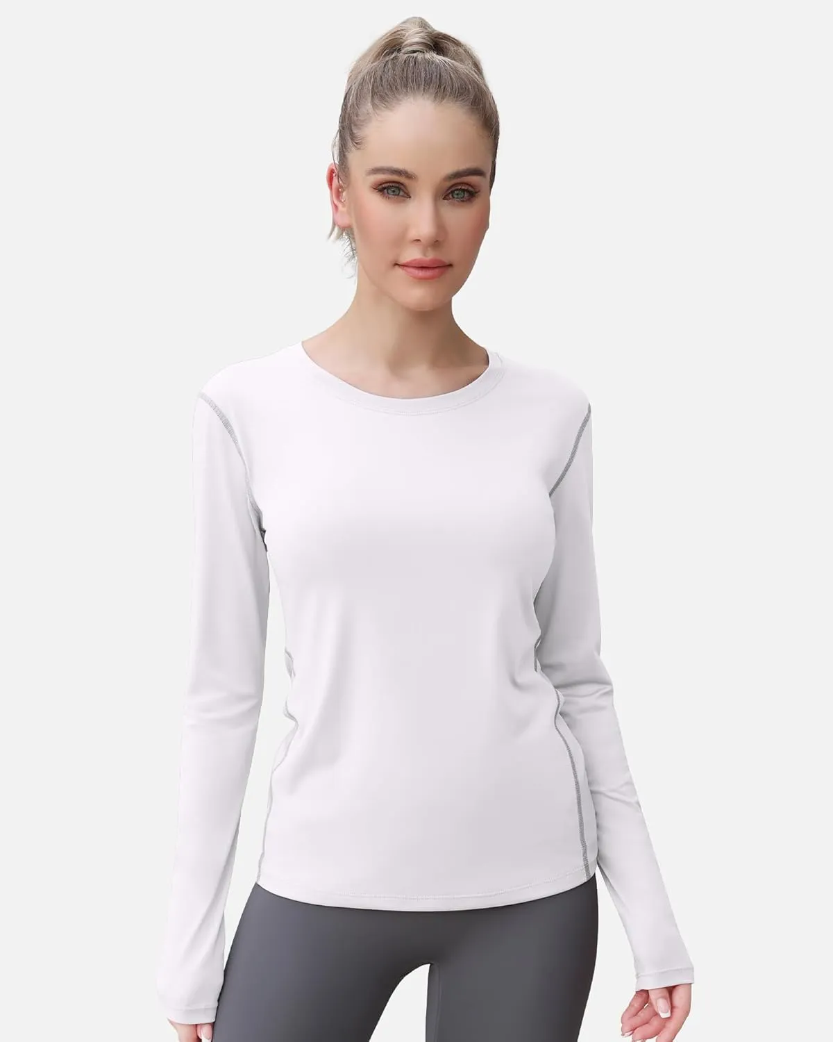 WANAYOU Women's 2-3 Pack Compression Shirt Long Sleeve Dry Fit Workout Tops Breathable Performance Running Athletic T-Shirt