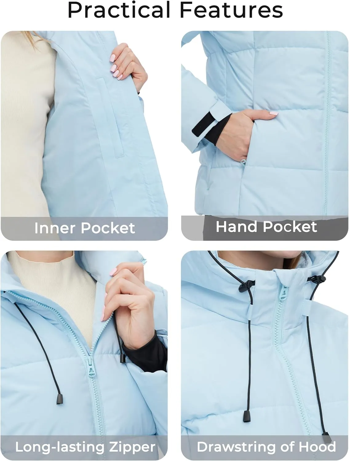 wantdo Women's Recycled Winter Coat Waterproof Puffer Jackets With Hood