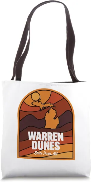 Warren Dunes State Park MI Retro Sunset Tote Bag