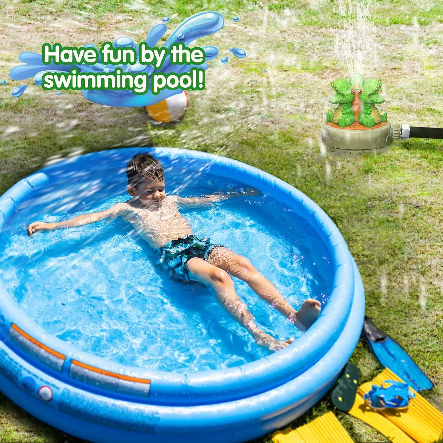 Water Sprinkler for Kids Outdoor Play, Dinosaur Summer Water Toys Attached to Garden Hose for Splashing Fun for Yard for Outside, Outdoor Water Play Sprinklers Toys for Kids Ages 3-5 4-8 8-12