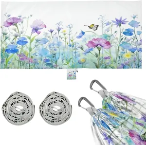 Watercolor Flowers Butterflies Camping Hammock, Single Portable Hammocks with Tree Straps & Attached Carry Bag, 330Lbs Capacity Perfect for Outside Indoor Hiking Beach Backpack Travel
