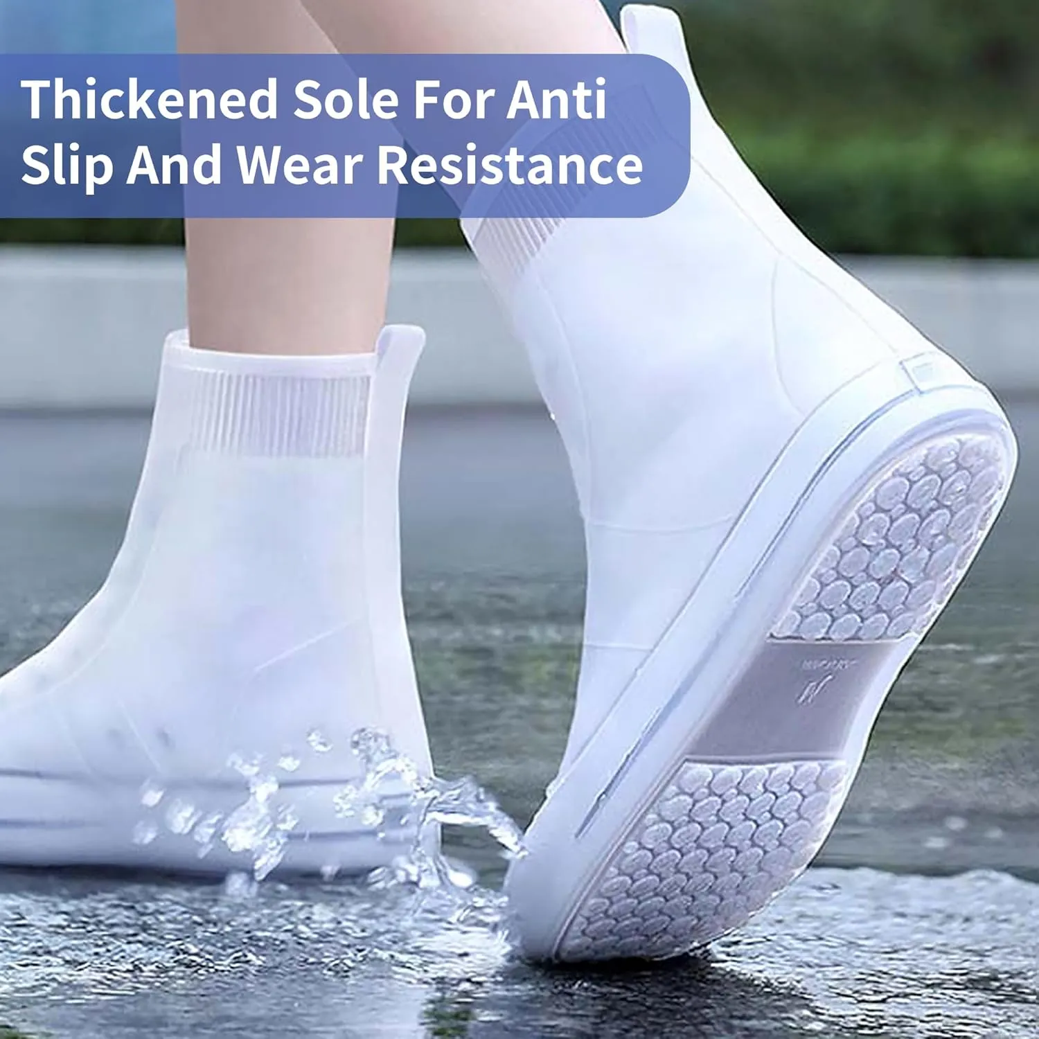 Waterproof Shoe Covers No-Slip Thickened Shoe Protectors Reusable Foldable Shoes Cover for Rain Outdoor Overshoes Protectors Boots Shoes Covers Overshoe for Men Women Kid