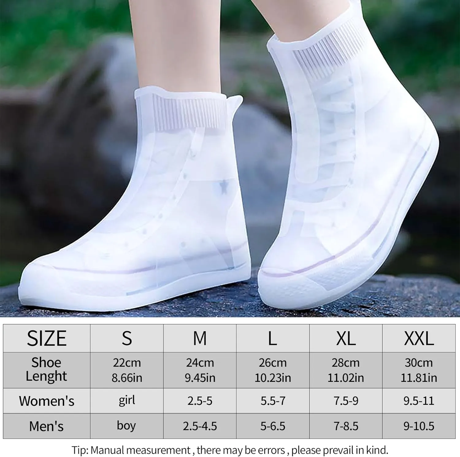 Waterproof Shoe Covers No-Slip Thickened Shoe Protectors Reusable Foldable Shoes Cover for Rain Outdoor Overshoes Protectors Boots Shoes Covers Overshoe for Men Women Kid