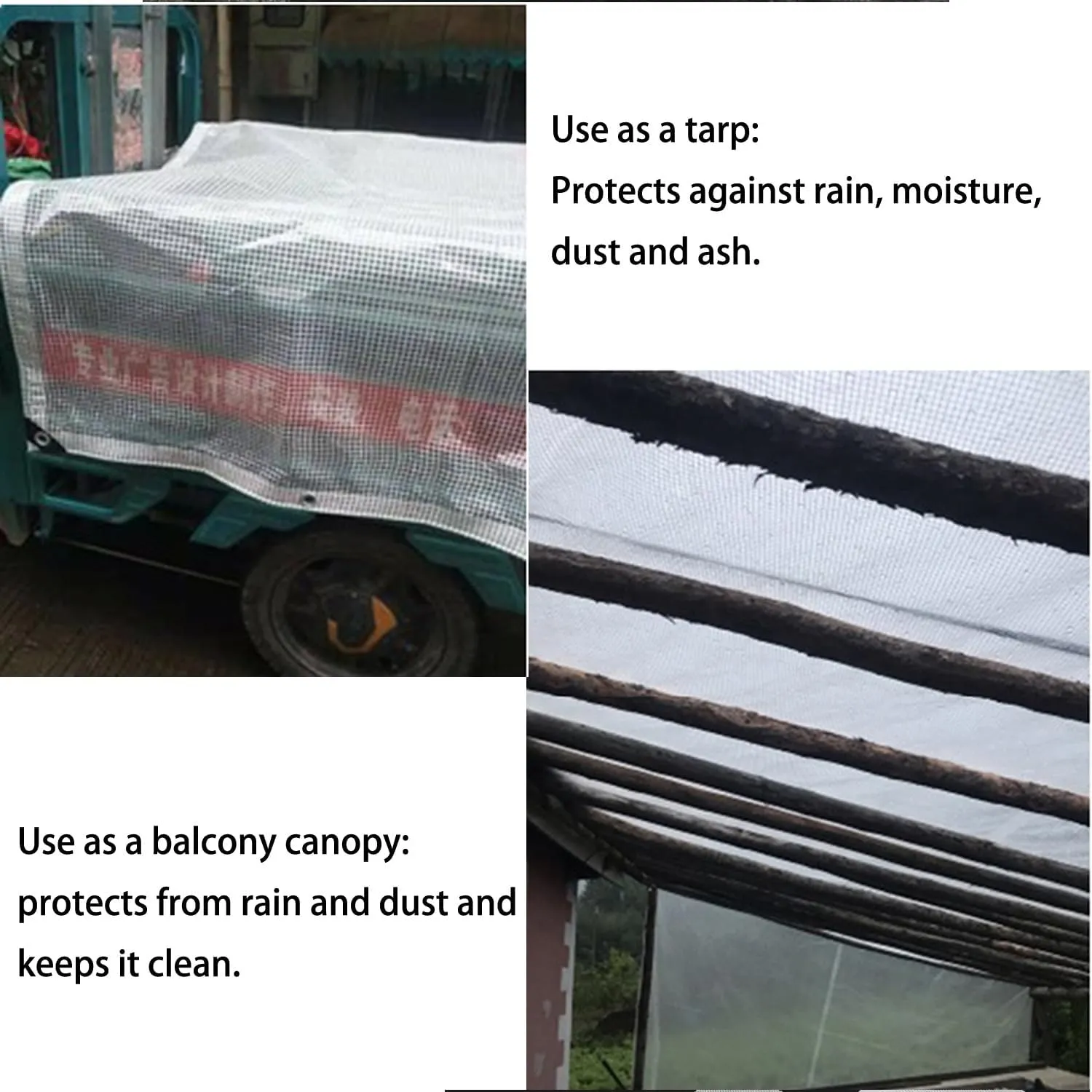 Waterproof Tarp Plastic Tarp Tent Cover for Under Tent Multi Purpose Protective Cover Durable Waterproof Weather Proof Rip and Tear Resistant 2.46ft x 6.56ft White