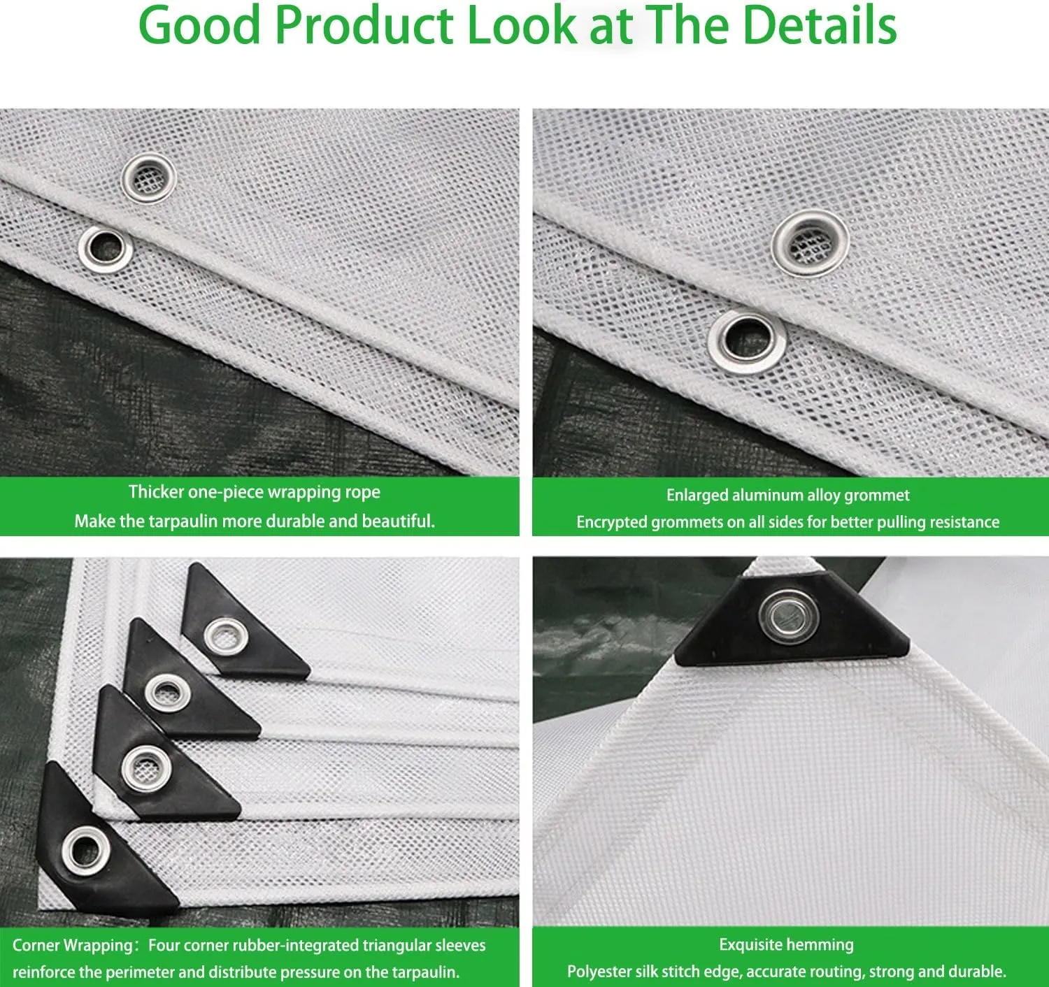 Waterproof Tarp Plastic Tarp Tent Cover for Under Tent Multi Purpose Protective Cover Durable Waterproof Weather Proof Rip and Tear Resistant 2.46ft x 6.56ft White