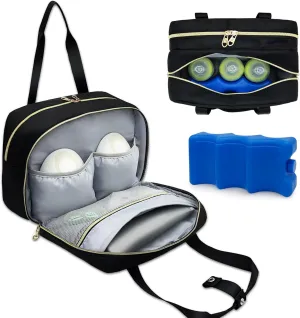 Wearable Breastmilk Bag with Ice Pack Fits for Elvie Hands-Free Pumps and Medela Pump in Style, Portable Pump Carrying Case for for Daycare, Work, and Travel (Bag Only) (Black)