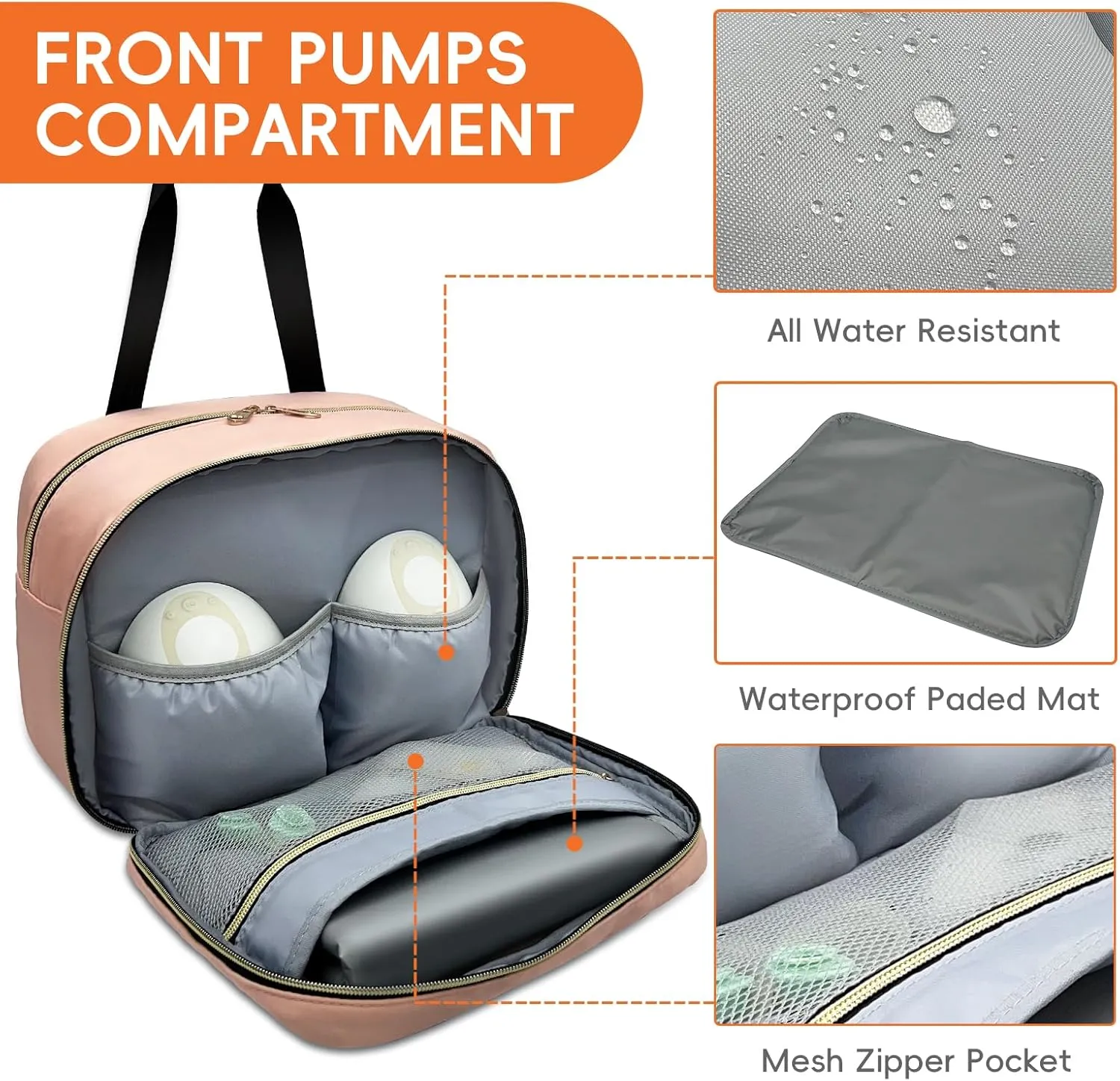 Wearable Breastmilk Bag with Ice Pack Fits for Elvie Hands-Free Pumps and Medela Pump in Style, Portable Pump Carrying Case for for Daycare, Work, and Travel (Bag Only) (Pink)