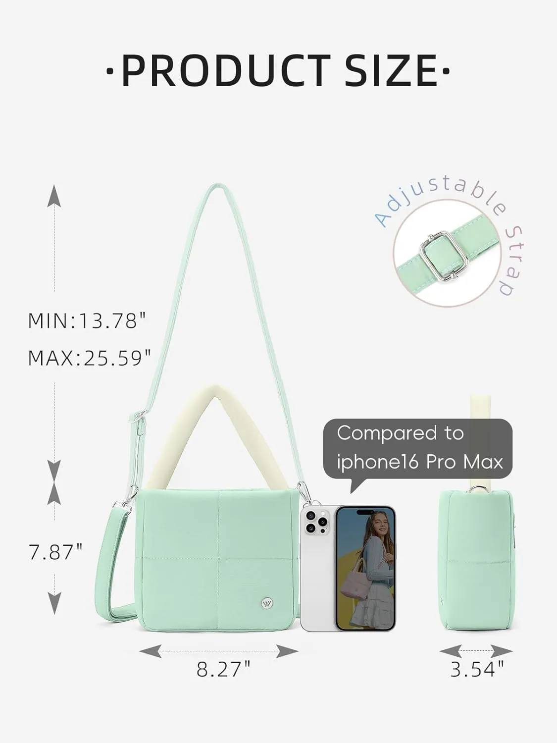WESTBRONCO Puffer Crossbody Bags for Women, Nylon Quilted Shoulder Purse Designer Handbags with Adjustable & Detachable Strap