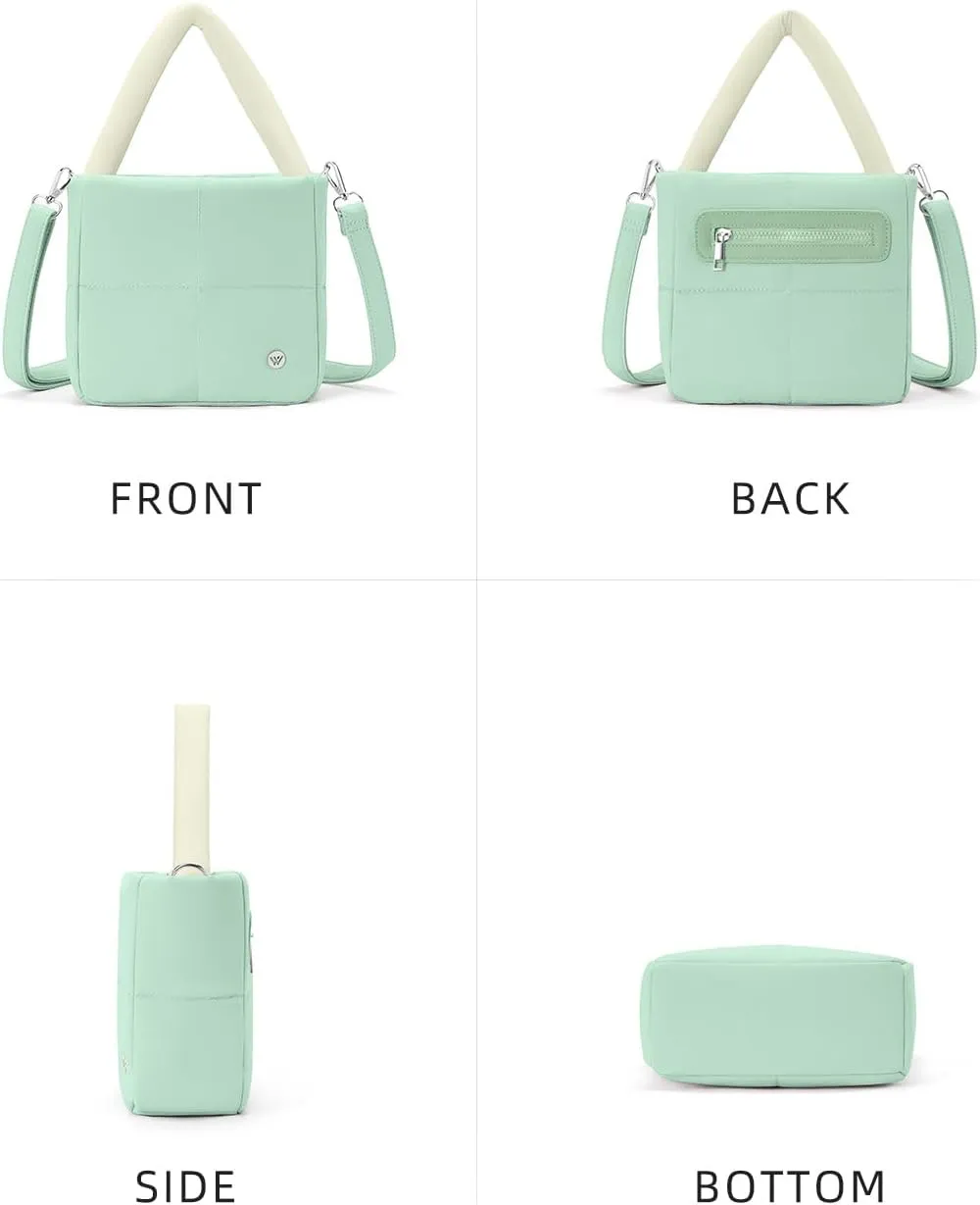 WESTBRONCO Puffer Crossbody Bags for Women, Nylon Quilted Shoulder Purse Designer Handbags with Adjustable & Detachable Strap