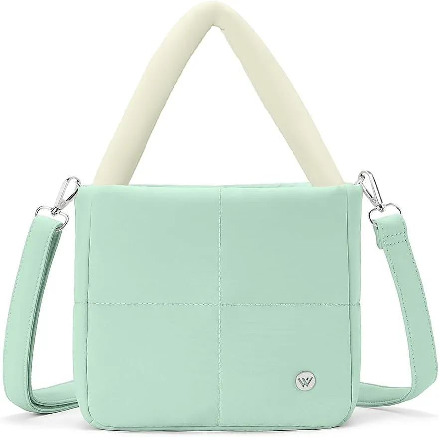 WESTBRONCO Puffer Crossbody Bags for Women, Nylon Quilted Shoulder Purse Designer Handbags with Adjustable & Detachable Strap