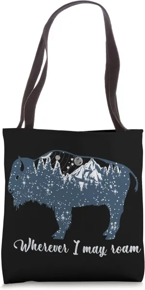 Wherever I May Roam Wyoming Buffalo For Men Bison Vintage Tote Bag