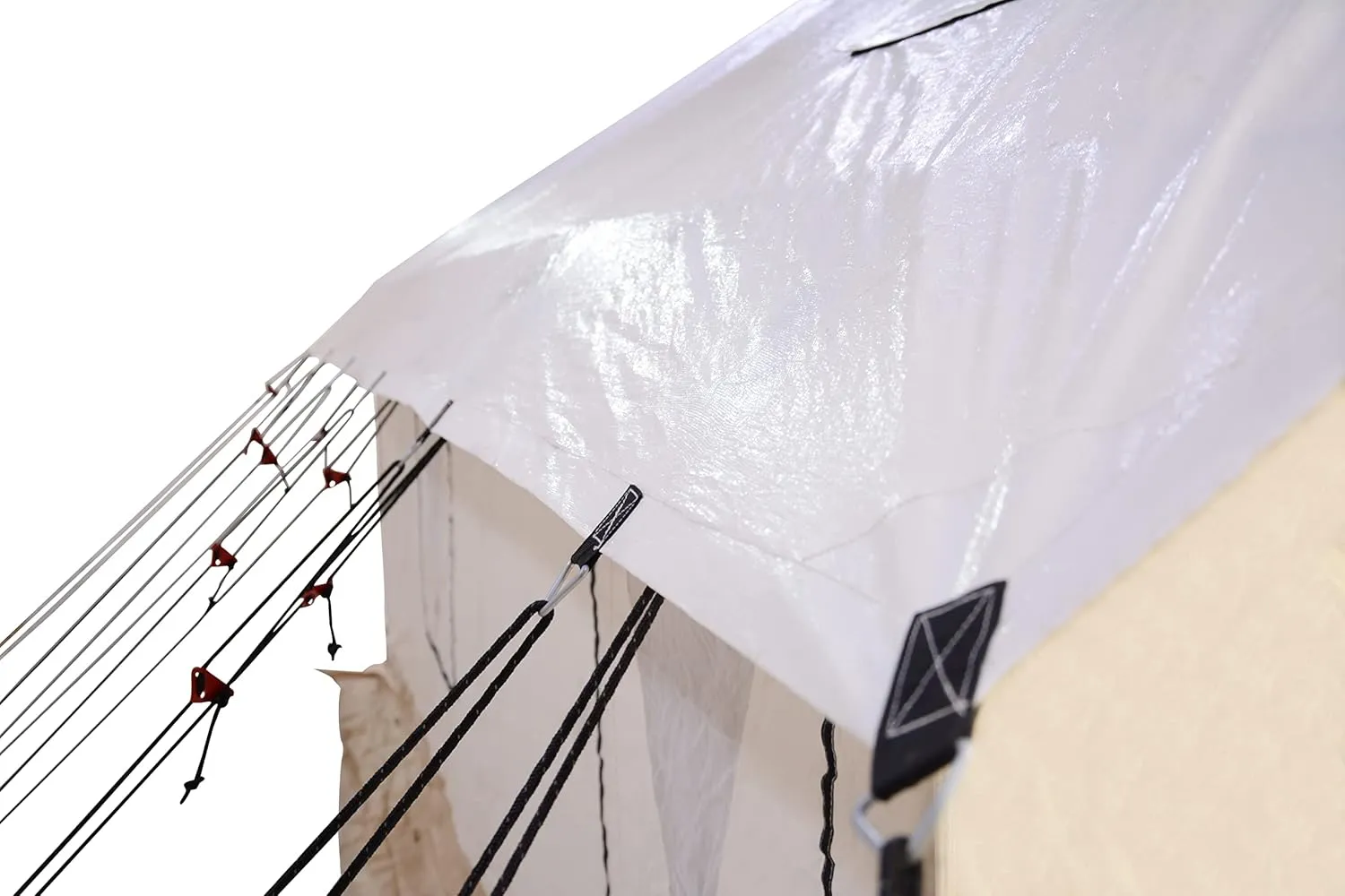 WHITEDUCK Flysheet for Alpha Wall Tent, Guy Ropes, D-Ring, Metal Runner & Stakes Included for Hunting, Family Camping & Outdoor Activities