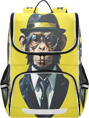Wide Open Laptop Backpack for Women&Men Cool Monkey Shoulder Bag School Bookbag Casual Daypack