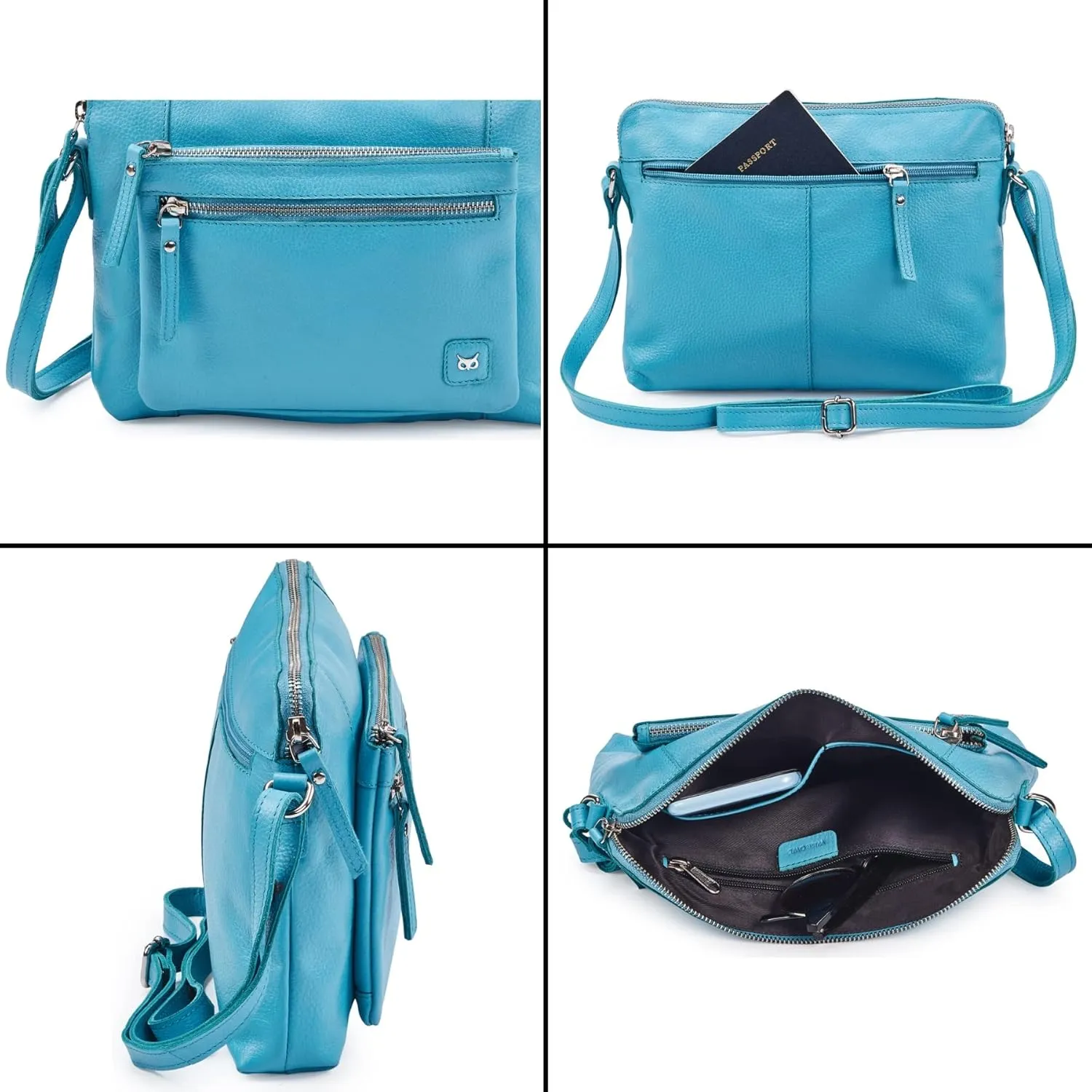 Wise Owl Accessories Small Soft Pebbled Real Leather Crossbody Handbags Purses Sling Crossover Shoulder Bag