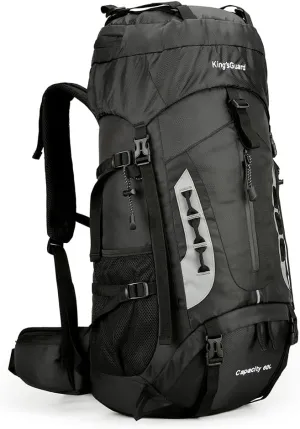 WIYPRQZ 60L Waterproof Lightweight Hiking Backpack Outdoor Sport Daypack with Rain Cover Camping (Black)