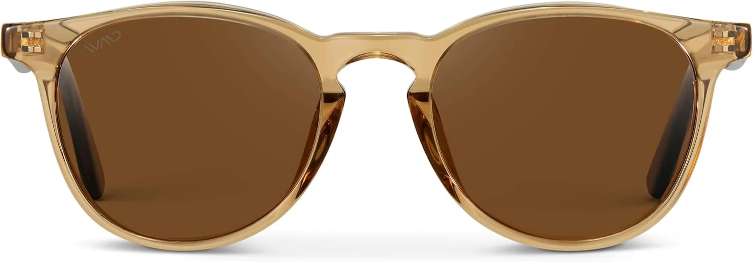 WMP Eyewear - Classic Round Polarized Sunglasses for Men | Retro Design with UV Protection