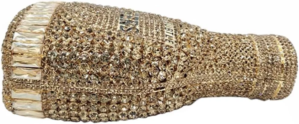 Women Champagne Bottle Rhinestone Clutch Unique Evening Bag Crystal Dinner Handbag Bride Purse for Party Cocktail