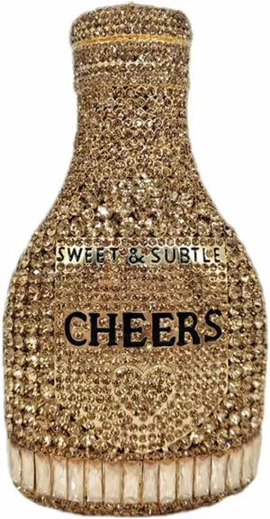 Women Champagne Bottle Rhinestone Clutch Unique Evening Bag Crystal Dinner Handbag Bride Purse for Party Cocktail