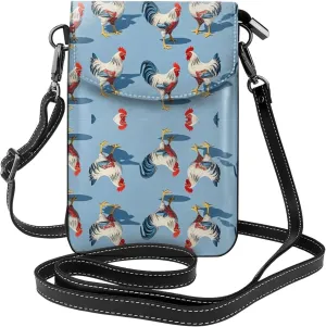 Women Ladies Girls Roomy Pockets Smartphone Neck Travel Wallet Holder Credit Card Jewelry Bag, Water Resistant, Gym Yoga Bag - Rooster Chicken Breeds Art