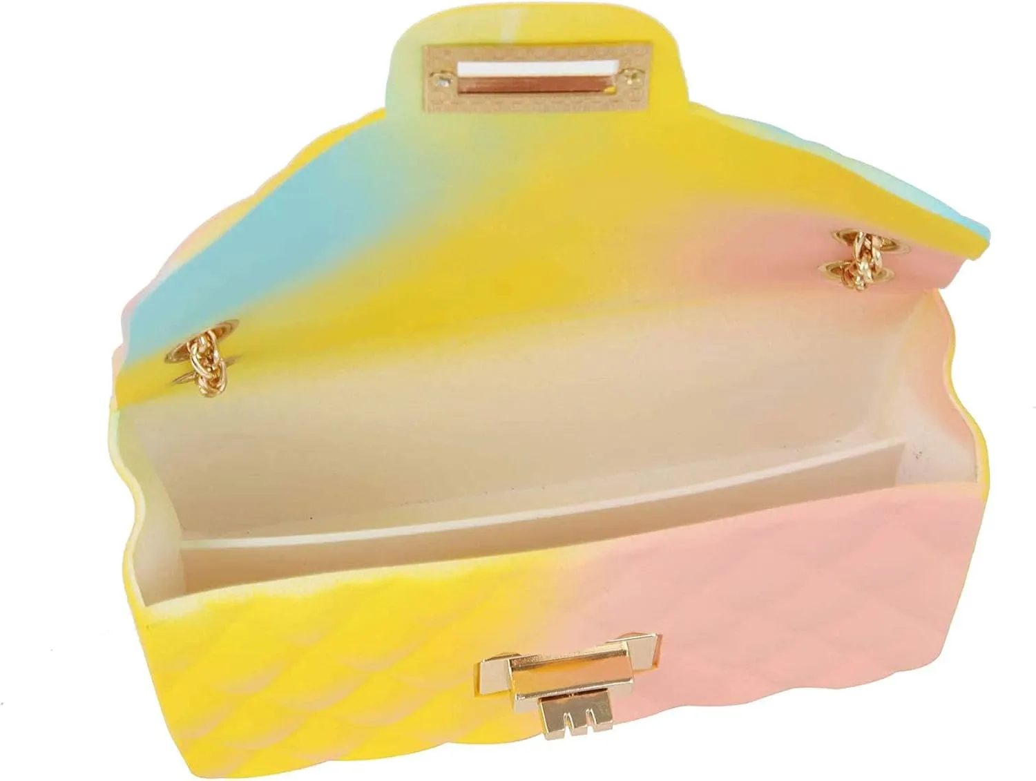 Women Rainbow Handbags Jelly Purse Candy Color Quilted Crossbody Shoulder Bag