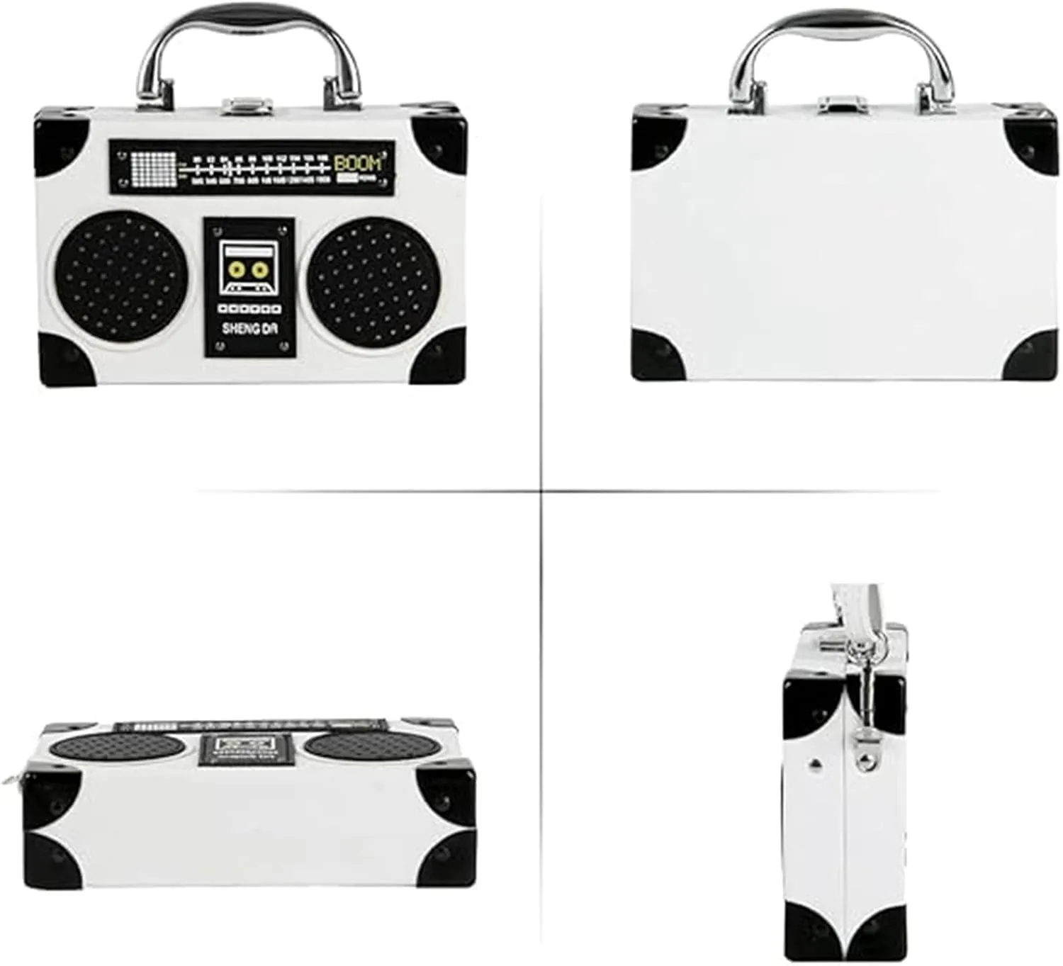 Women Retro Radio Shape Crossbody Bag, Hundred Dollar Bill Box Shoulder Bag, PU Leather Vintage Evening Clutch Purses