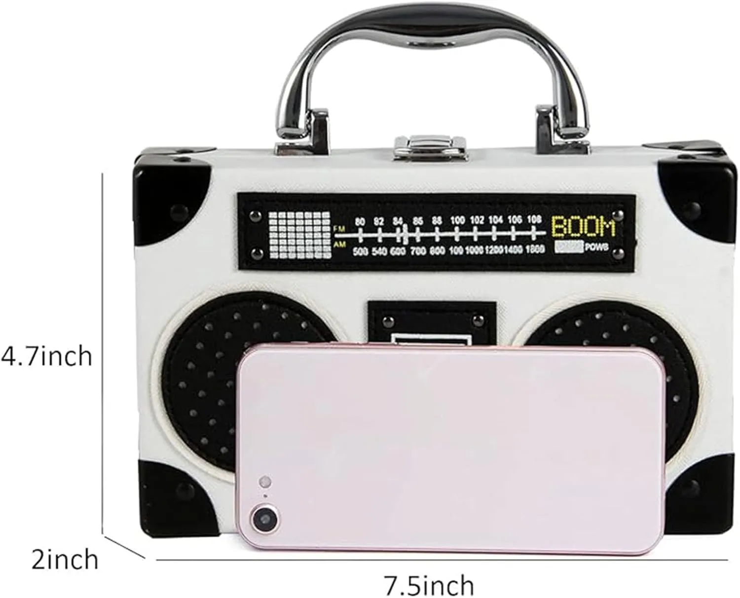 Women Retro Radio Shape Crossbody Bag, Hundred Dollar Bill Box Shoulder Bag, PU Leather Vintage Evening Clutch Purses
