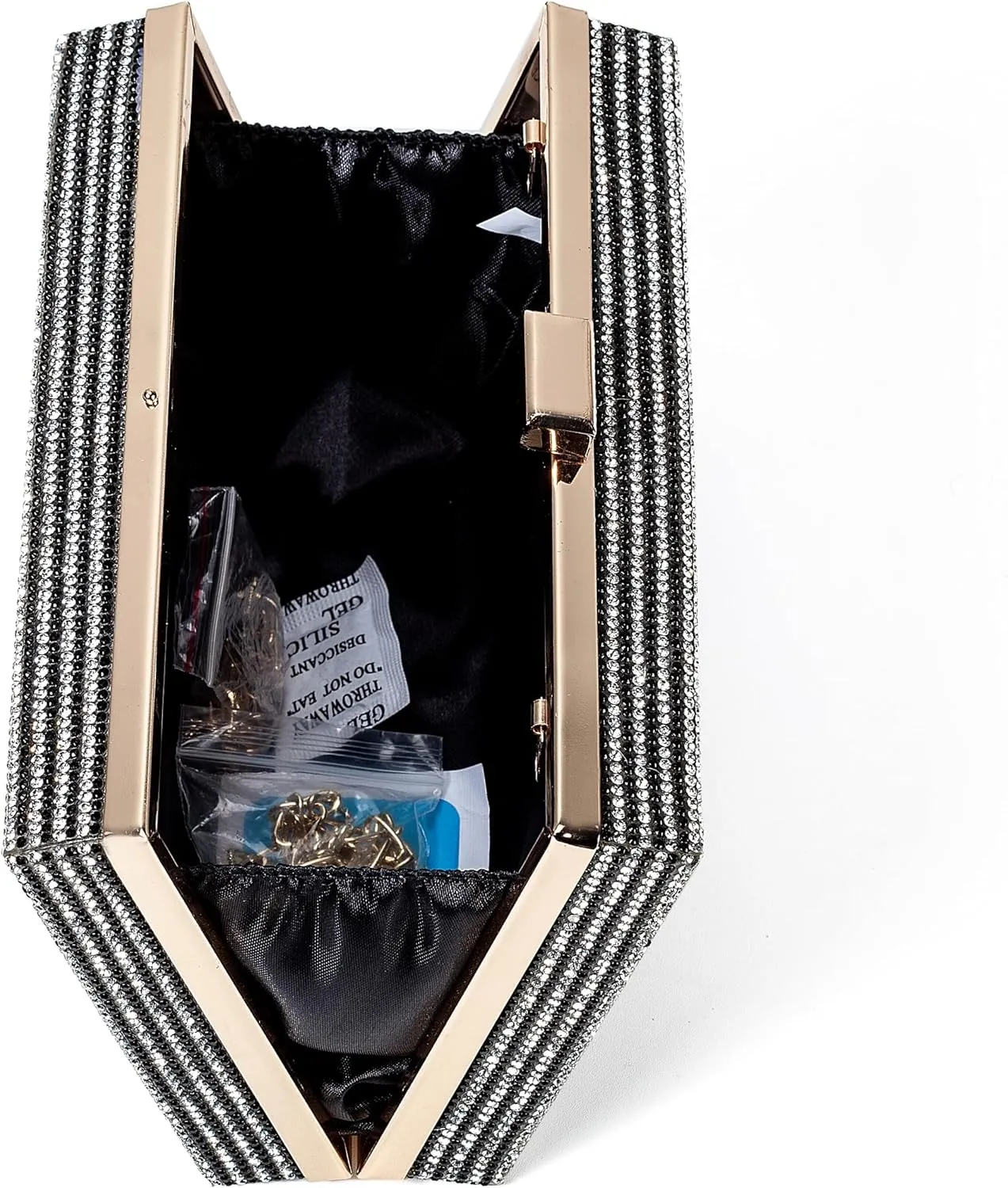 Women Retro Radio Shape Crossbody Bag Rhinestone Metal Vintage Evening Clutch Purses