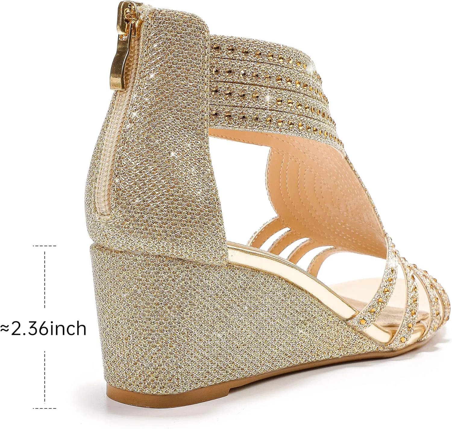 Women Wedge Sandals Sparkly Rhinestone Open Toe Fashion Dressy Sandals Evening Wedding Prom Shoes