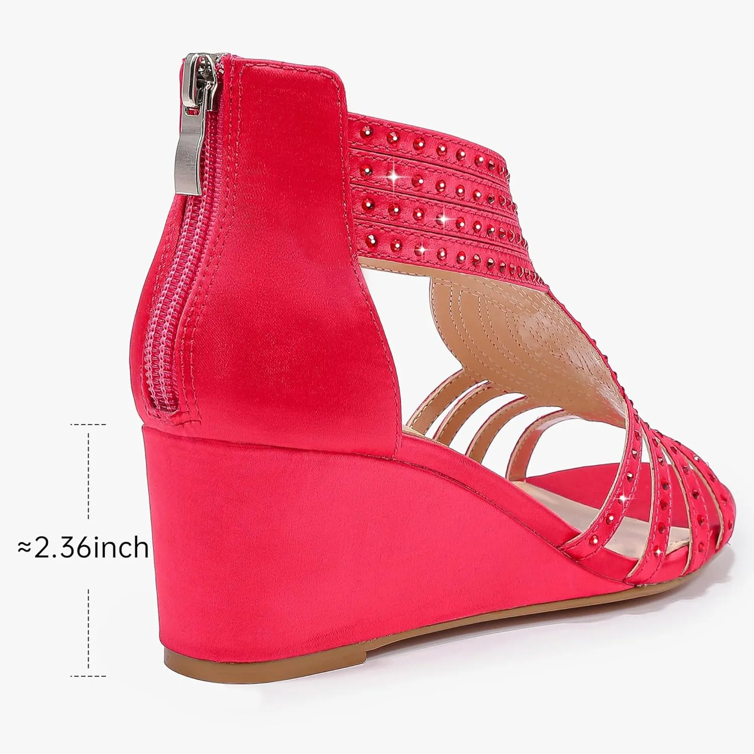 Women Wedge Sandals Sparkly Rhinestone Open Toe Fashion Dressy Sandals Evening Wedding Prom Shoes