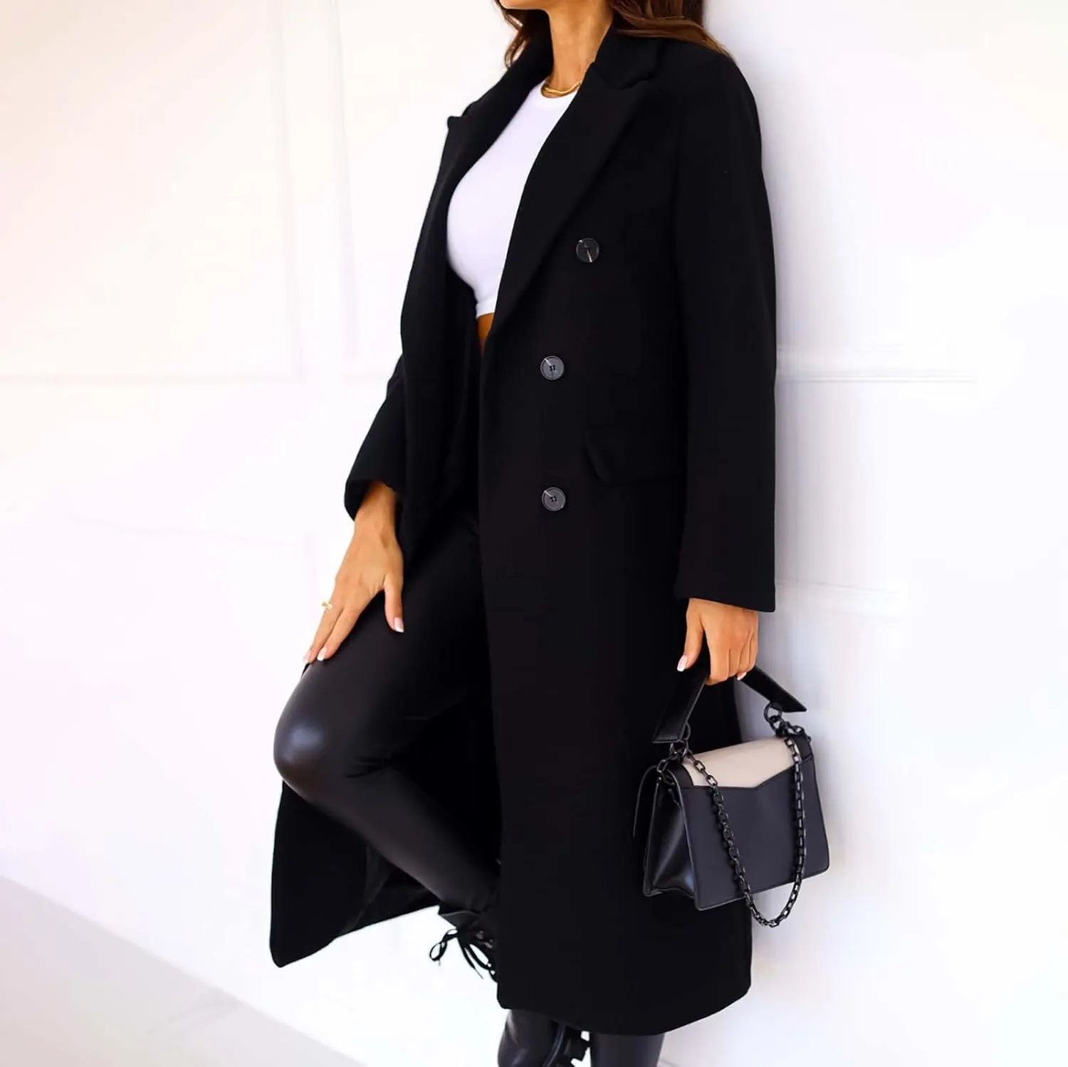 Women's 2023 Fashion Winter Coat Down Lapel Plush Plaid Coat Loose Long Coat Womens Coats Winter Womens Trench Coat