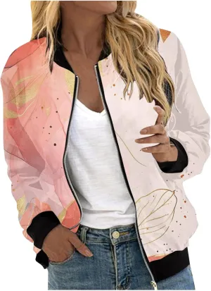 Womens Bomber Jacket 2024 Casual Coat Fall Trendy Lightweight Zip Up Long Sleeve Outerwear Windbreaker with Pocket