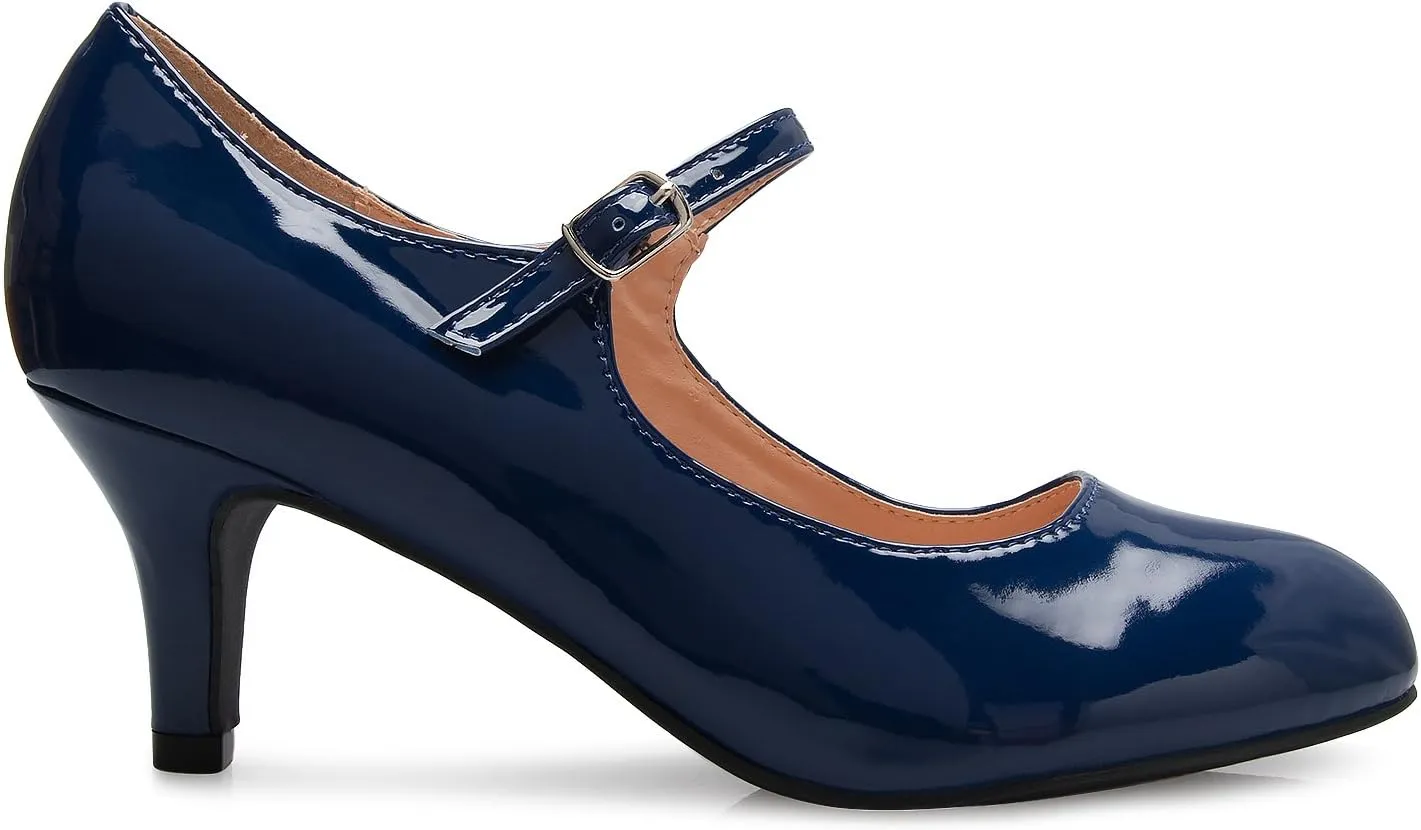 Womens Classic Low Mid Heels Mary Jane Pumps - Adorable Round Toe Vintage Retro Shoes