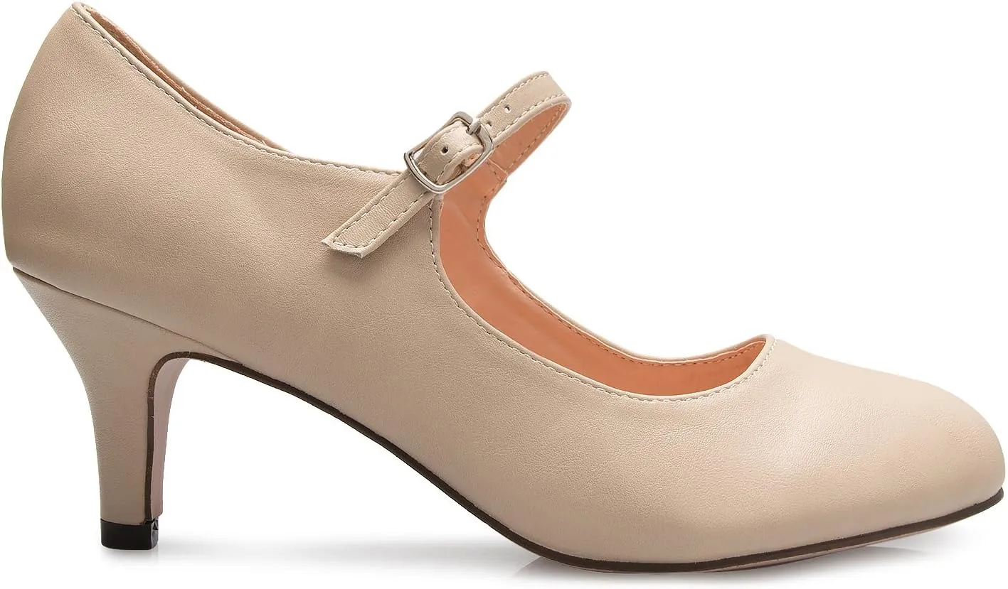 Womens Classic Low Mid Heels Mary Jane Pumps - Adorable Round Toe Vintage Retro Shoes