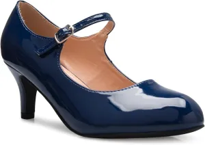 Womens Classic Low Mid Heels Mary Jane Pumps - Adorable Round Toe Vintage Retro Shoes
