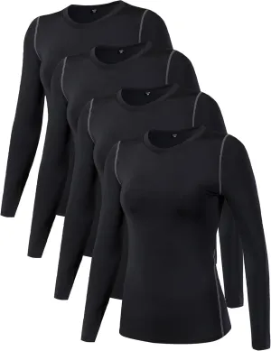 Women's Dry Fit Athletic Compression Shirt Long Sleeve Workout Base Layer T Shirt Tops Sports Gear
