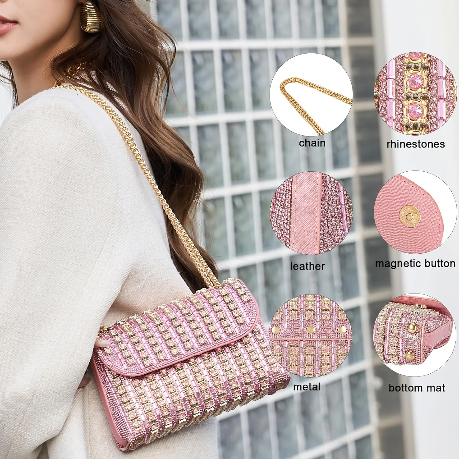 Women's Evening Handbags Rhinestone Purse Crystal Evening Clutch for Women Formal